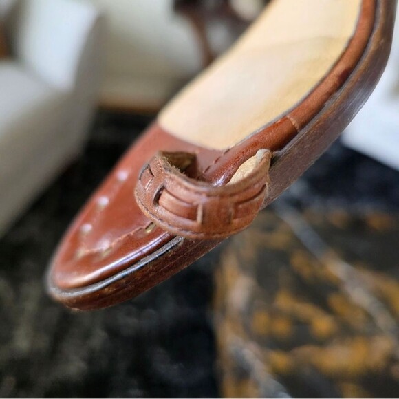 FRYE Avery Toe Ring Boho Leather Sandals Sz 7.5M Ankle Strap Studded Brown Low - Picture 11 of 12